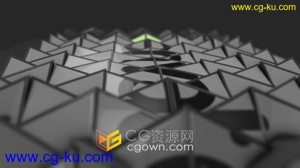 3D三角形片块画板翻转动画展示LOGO或图片效果视频片头-AE模板的图片1