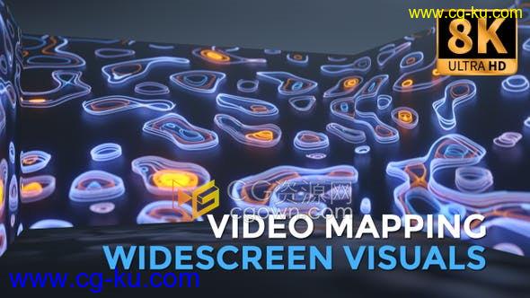 VJ素材-抽象霓虹灯场景动画超宽屏8K分辨率映射LED背景视频素材的图片1