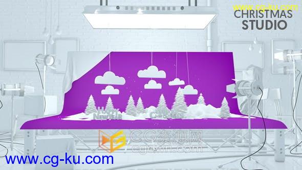 3D白模剪纸风格动画视频片头介绍冬季工作室宣传开场-AE模板的图片1