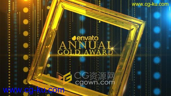 金色粒子相框图形设计颁奖典礼晚会视频包装Awards Pack-AE模板的图片1