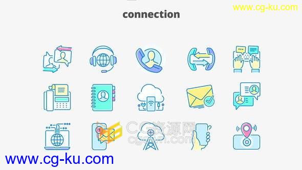 15个通信方面图标动画网络连接互联网电话短信定位邮件Icons-AE模板的图片1