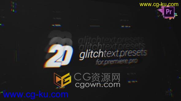 20 Glitch Text Presets 故障数字失真闪烁文字标题动画预设包-PR模板的图片1