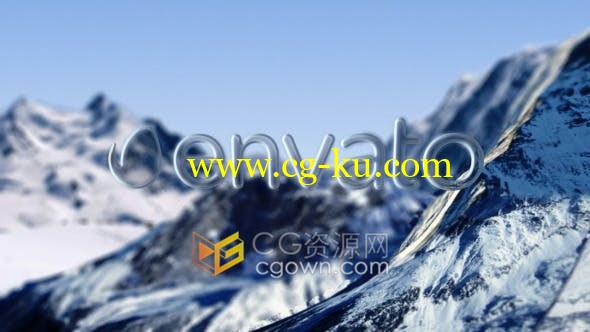 冰雪山山脉场景动画展示透明玻璃LOGO效果视频片头-AE模板的图片1