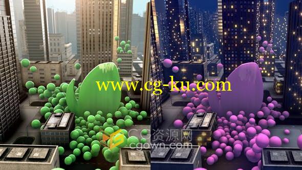 3D球动画三维摩天大楼城市场景LOGO标志片头视频制作-AE模板的图片1