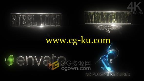 4K分辨率逼真金属外观发光LOGO动画4种颜色预设(金,铂,银,铜)-AE模板的图片1