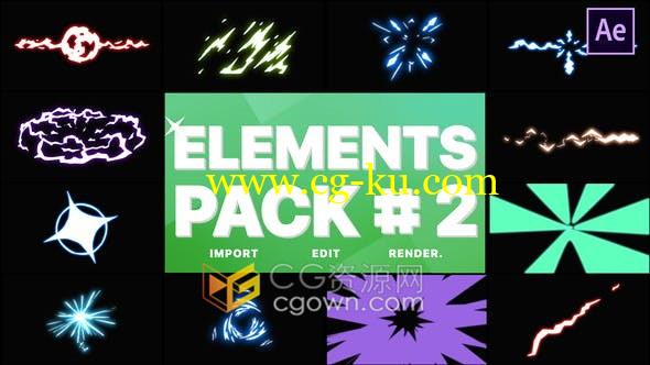 Energy Elements Pack手绘逐帧能量发光线条图形动画元素效果-AE模板的图片1