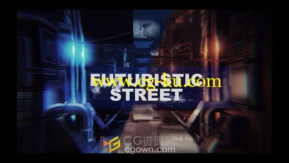 4K未来派霓虹灯科技街头场景街道3D视频片头动画-AE模板的图片1