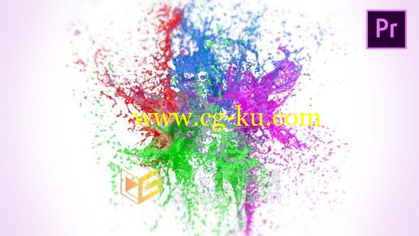 Premiere Splashing Paint Logo彩色泼漆飞溅流体水特效视频片头-PR模板的图片1