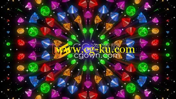 VJ素材-彩色钻石万花筒射线闪耀闪烁动态循环背景视频素材的图片1