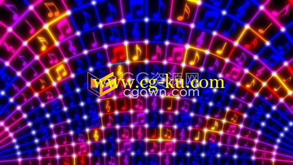 VJ素材-彩色音符闪烁发光明亮霓虹灯舞台俱乐部背景视频素材的图片1