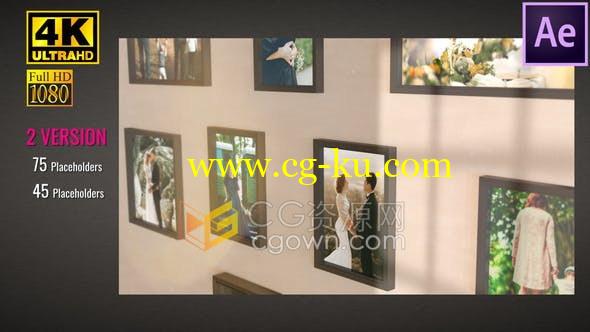 4K Wall Gallery照片墙廊婚礼幻灯片视频相册动画制作-AE模板的图片1