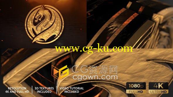 E3D Gold Epic Power Logo三维史诗力量黄金标志动画视频片头-AE模板的图片1