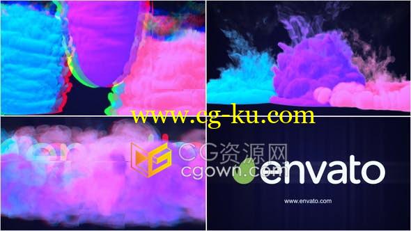 Glitch Smoke Logo彩色烟雾香气流体模拟故障LOGO动画片头-AE模板的图片1