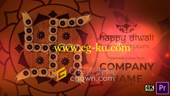 4K传统印第安背景印度宗教屠妖节庆祝标题电子贺卡-PR预设的图片1