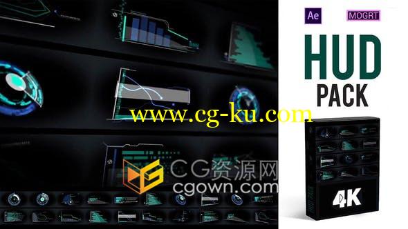 HUD 4K 20个元素超现代外观动态未来派信息图表动画视频-AE与PR模板的图片1