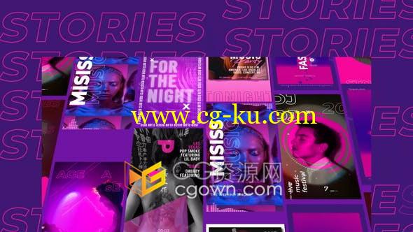 8种不同设计紫色时尚推广短视频媒体平台小视频制作-AE模板的图片1