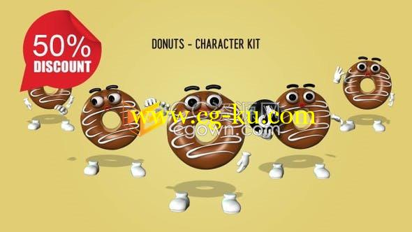 68个3D卡通甜甜圈角色动画社交媒体可爱表情符号-视频素材的图片1