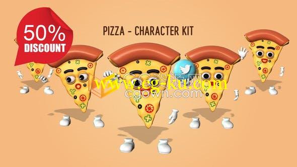 68个卡通3D比萨角色动画抖音社交媒体搞笑可爱食品表情符号-视频素材的图片1