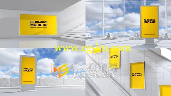 3D机场车站地铁电梯侧墙户外广告牌布局实体模型展示-AE模板的图片1