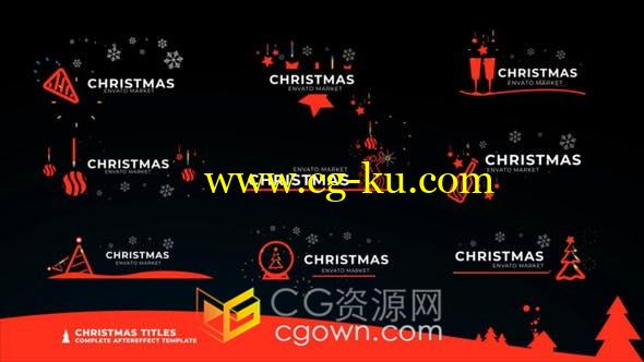 9个快乐圣诞元素图标标题动画免费下载-AE模板的图片1