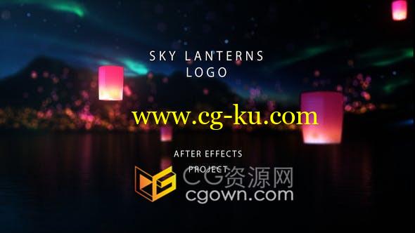 孔明灯天灯上升闪亮火花粒子标志LOGO节日祝福标题动画-AE模板的图片1