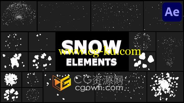 实用酷酷的卡通雪花雪球手绘元素雪花过渡效果免费下载-AE模板的图片1