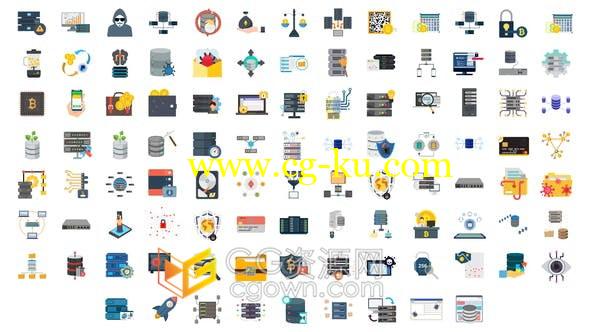 100个网络安全和数据库图标元素动画免费下载-AE模板的图片1