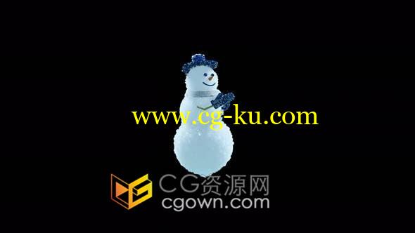 视频素材-可爱搞笑戴着蓝帽蓝手套的雪人跳舞动画的图片1