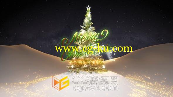 4K魔法黄金粒子动画演绎圣诞元素公司品牌新年节日祝福片头-AE模板的图片1