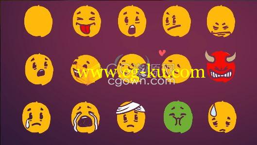 215个表情符号有趣创意手绘元素卡通社交媒体表情动画工具包-AE模板的图片1