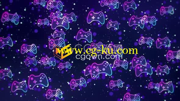 冷酷高贵紫罗兰色漂浮游戏手柄电子游戏背景4K视频素材免费下载的图片1