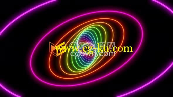4K椭圆螺旋形彩色霓虹灯隧道视频素材用于音乐视频游戏移动应用背景的图片1