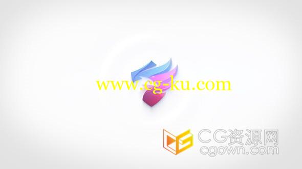 极简干净水波纹效果3D明亮翻转标志LOGO片头-AE模板的图片1