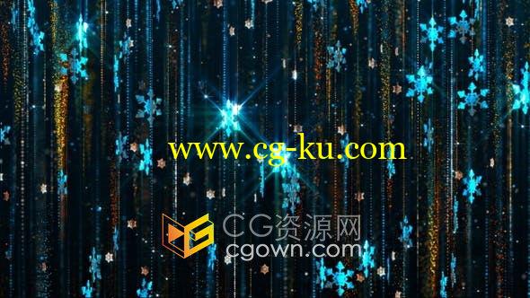 Snowflakes Christmas冬季闪亮雪花装饰粒子光效背景视频VJ素材的图片1