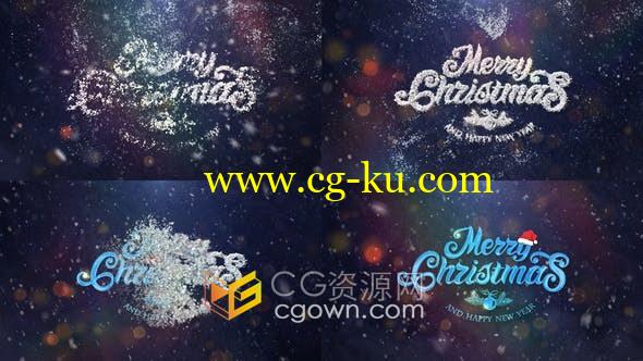 Christmas Logo粒子雪花演绎圣诞节活动庆祝宣传视频片头-AE模板的图片1