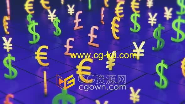 VJ素材-各国货币符号¥$€￡抽象背景视频素材动画的图片1