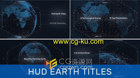 AE模板-HUD Earth Titles高科技全息地球仪图宣传片介绍图片动画视频的图片1