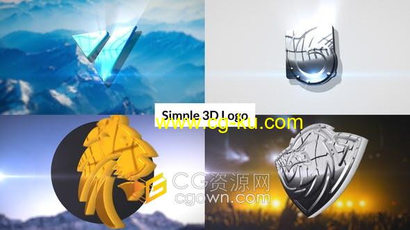 AE模板-Simple 3D Logo简单闪亮3D标志介绍视频动画的图片1