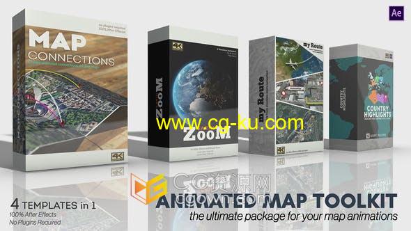 AE模板-4套世界地图动画生成工具制作Animated Map Toolkit的图片1