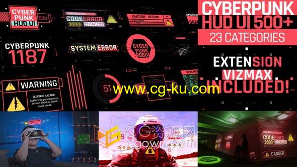 AE脚本-Cyberpunk HUD UI 500+个高科技感赛博朋克UI界面元素动画的图片1