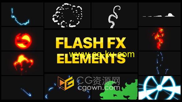 达芬奇模板-12种手绘卡通Flash FX动画元素MG图形Resolve模板的图片1