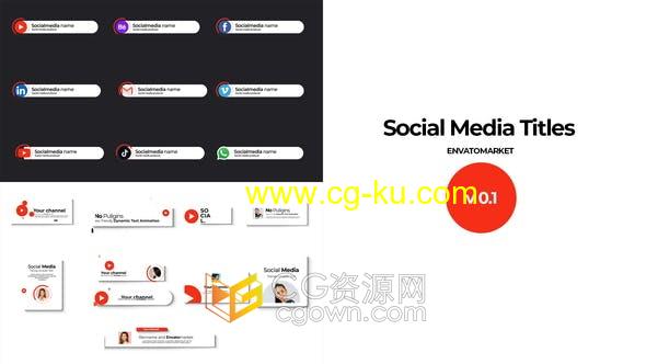 AE模板-社交媒体平台图标文字标题视频字幕Social Media Title的图片1