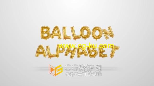 AE模板-金色气球字母数字符号字体制作英文标题字幕的图片1