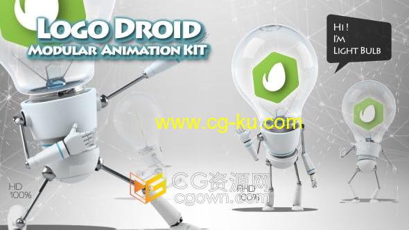 AE模板-3D灯泡机器人物介绍动画视频Logo Droid Modular Animation Kit的图片1