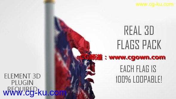 AE模板-Videohive Real 3D Flags pack真实三维旗帜飘动的图片1