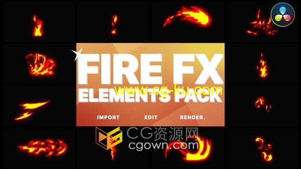 DaVinci Resolve模板-Flash FX 12组卡通燃烧火焰元素图形动画视频的图片1