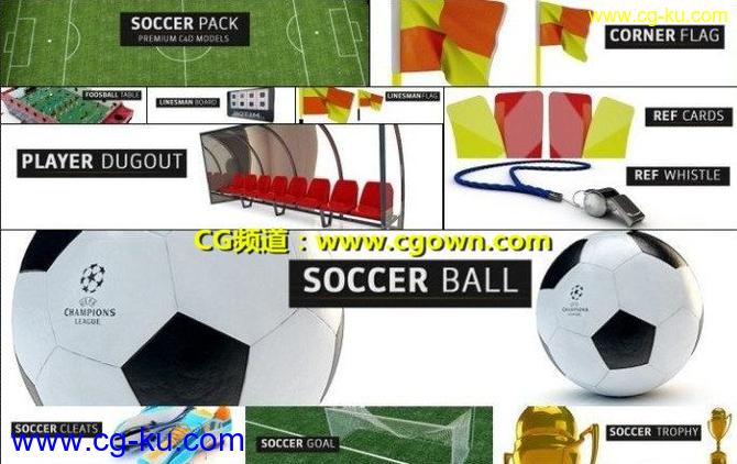 Cinema 4d足球场模型预设包The Pixel Lab Soccer Pack的图片1