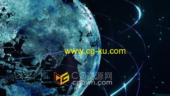 视频素材-高科技互联网信息循环地图地球动态背景VJ素材的图片1