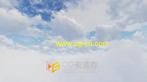 4K视频素材-天空中容积白云飘动效果Clouds的图片1