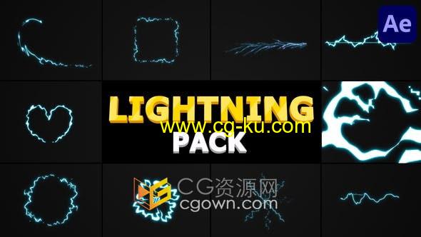 AE模板-2D卡通动画元素闪电图形视频素材Lightning Pack的图片1